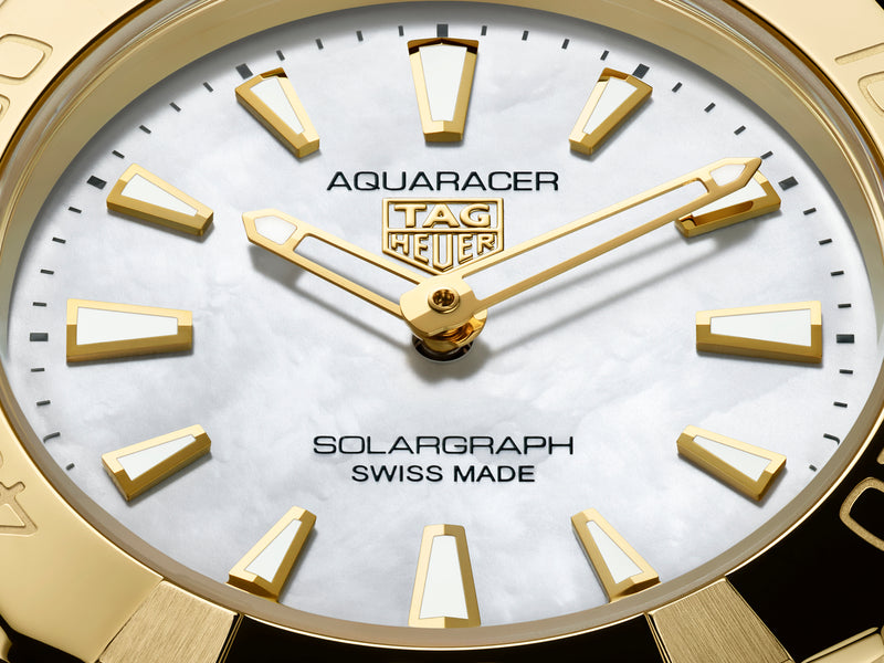 Tag Heuer Aquaracer Professional 200 Solargraph, Mother of Pearl Two-Tone 34mm Watch WBP1327.BB0004