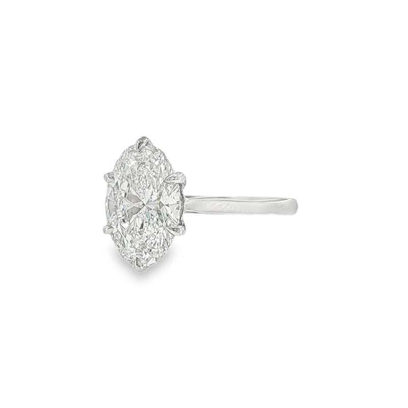 Oval Cut 3.07ct Lab Grown Diamond, 6 Claw Platinum Ring