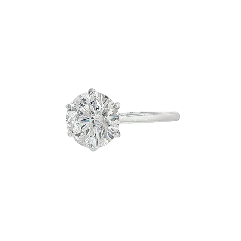 Round Brilliant Cut 3.00ct Lab Grown Diamond, 6 Claw Platinum Ring