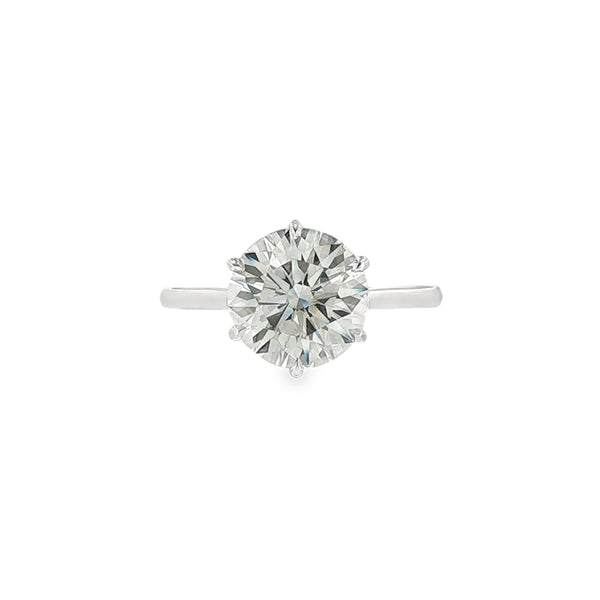 Round Brilliant Cut 3.00ct Lab Grown Diamond, 6 Claw Platinum Ring