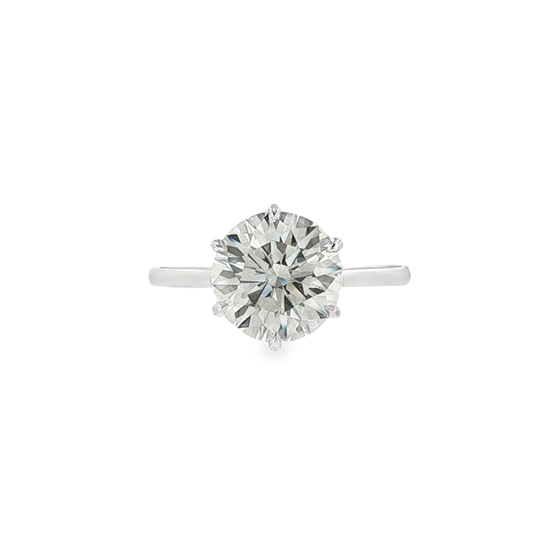 Round Brilliant Cut 3.00ct Lab Grown Diamond, 6 Claw Platinum Ring