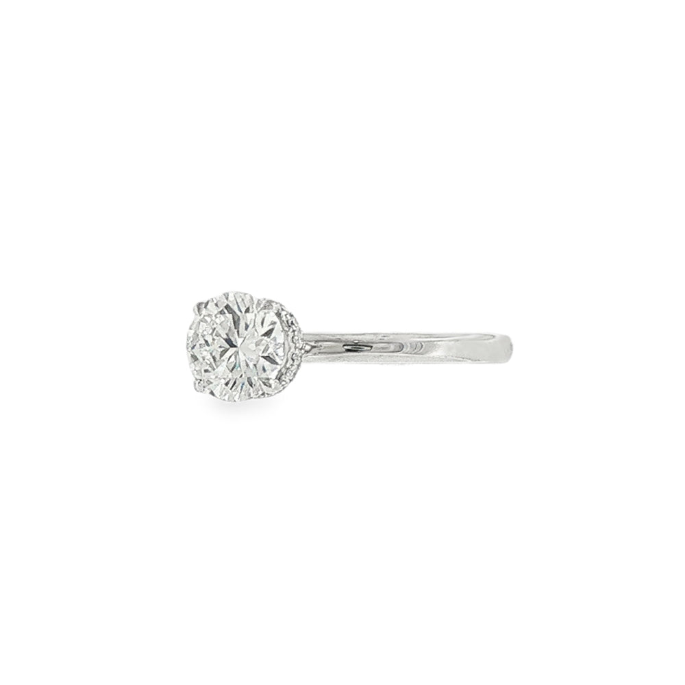 Round Brilliant Cut 1.00ct Lab Grown Diamond, Hidden Halo Platinum Ring