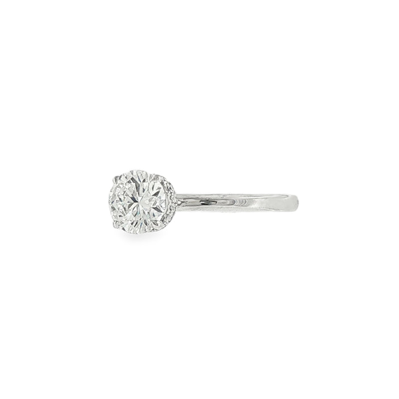 Round Brilliant Cut 1.00ct Lab Grown Diamond, Hidden Halo Platinum Ring