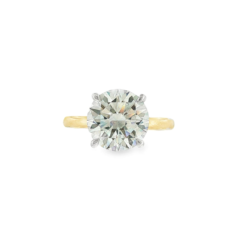 Round Brilliant Cut 4.02ct Lab Grown Diamond, Hidden Halo 18ct Yellow Gold Ring