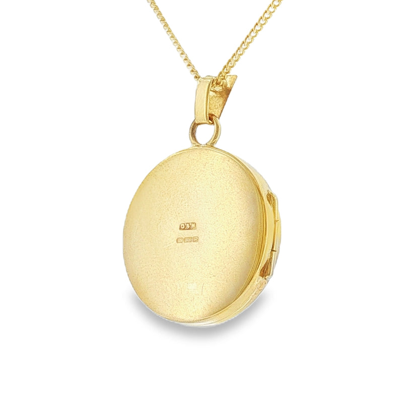 9ct Yellow Gold 20mm Round Hand Engraved Locket