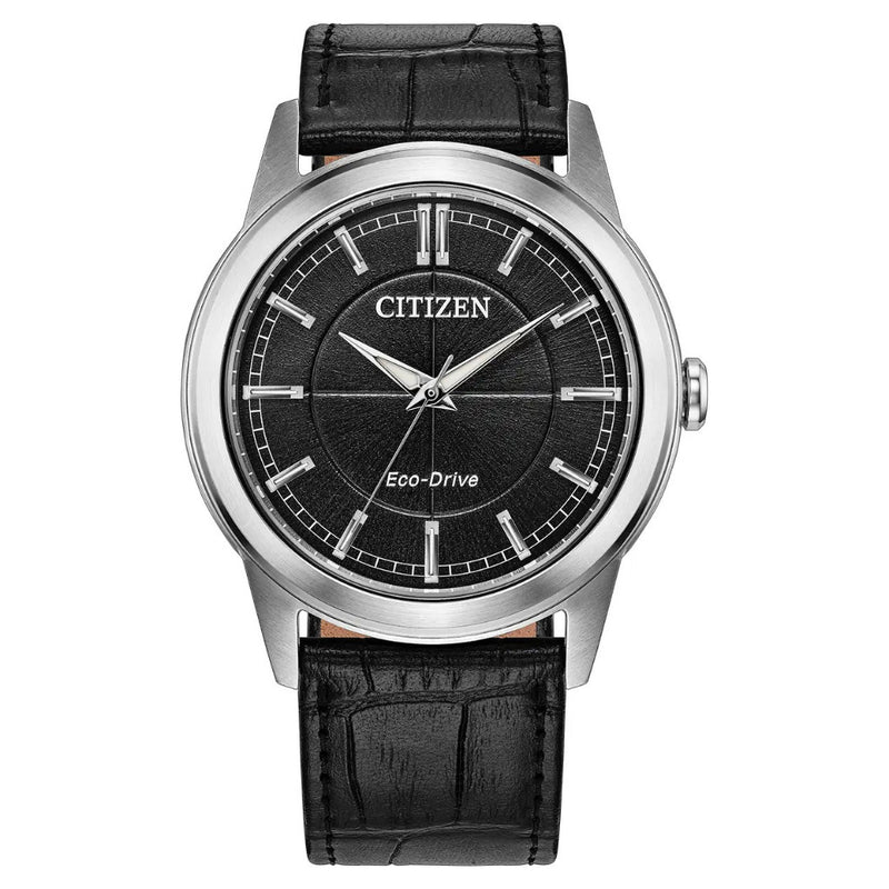 Citizen Rolan Black 41mm Leather Strap Watch AW2110-06E