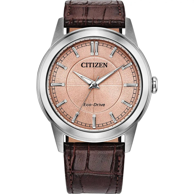 Citizen Eco-Drive Rolan Salmon 41mm Leather Strap Watch AW2110-14Z
