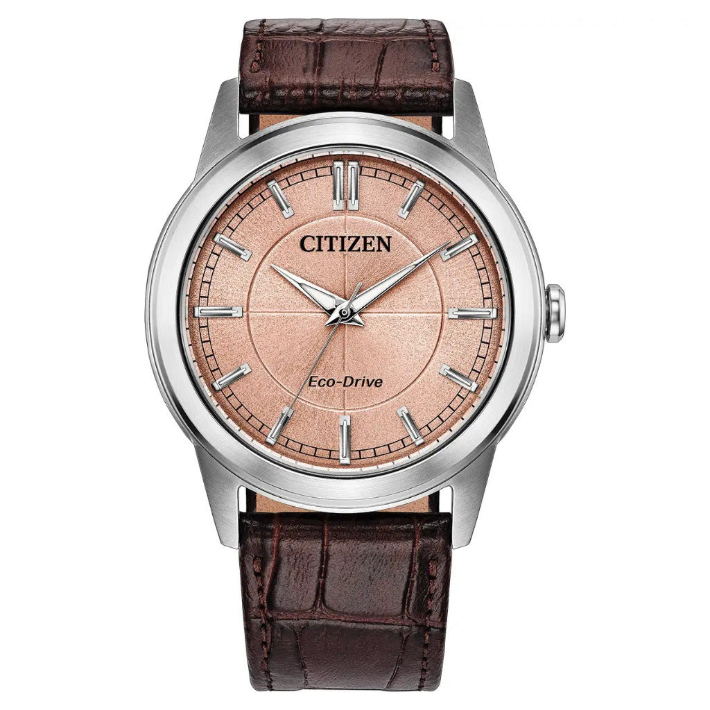 Citizen Eco-Drive Rolan Salmon 41mm Leather Strap Watch AW2110-14Z