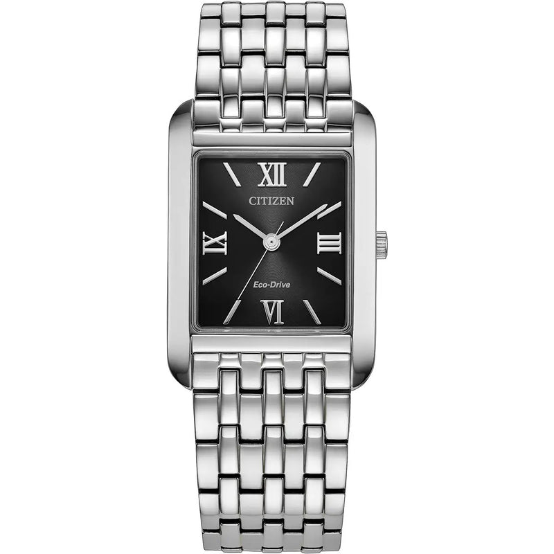 Citizen Eco-Drive Black 36x26.5mm Stainless Steel Bracelet Watch BJ6570-50E