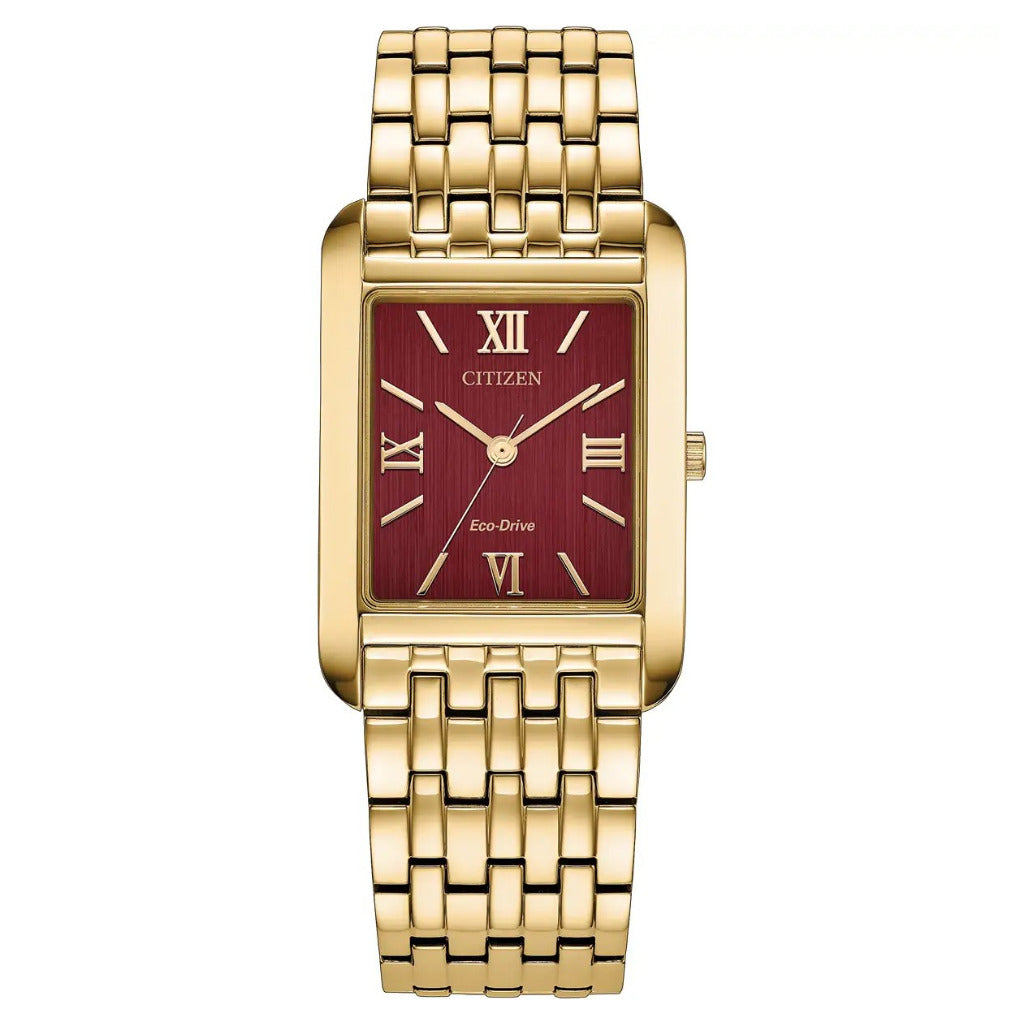 Citizen Eco-Drive Red 36x26.5mm Gold Tone Watch BJ6572-54X