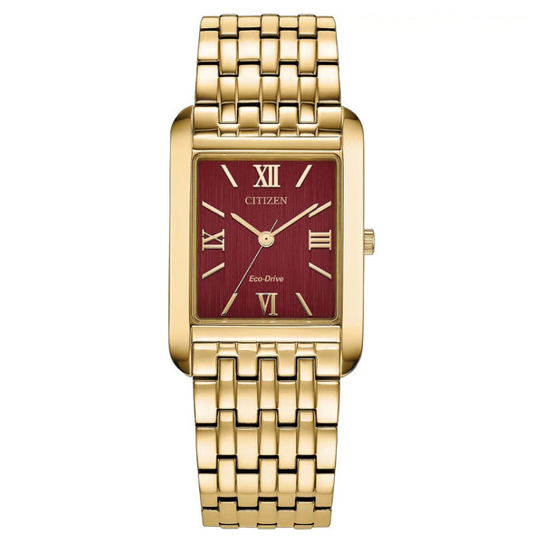 Citizen Eco-Drive Red 36x26.5mm Gold Tone Watch BJ6572-54X