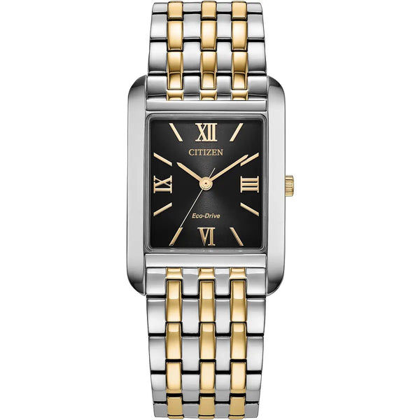 Citizen Eco-Drive Black 36x26.5mm Two Tone Bracelet Watch BJ6574-59E