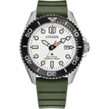 Citizen Eco-Drive Promaster Diver White 41mm Green Strap Watch BN0265-00A