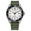 Citizen Eco-Drive Promaster Diver White 41mm Green Strap Watch BN0265-00A