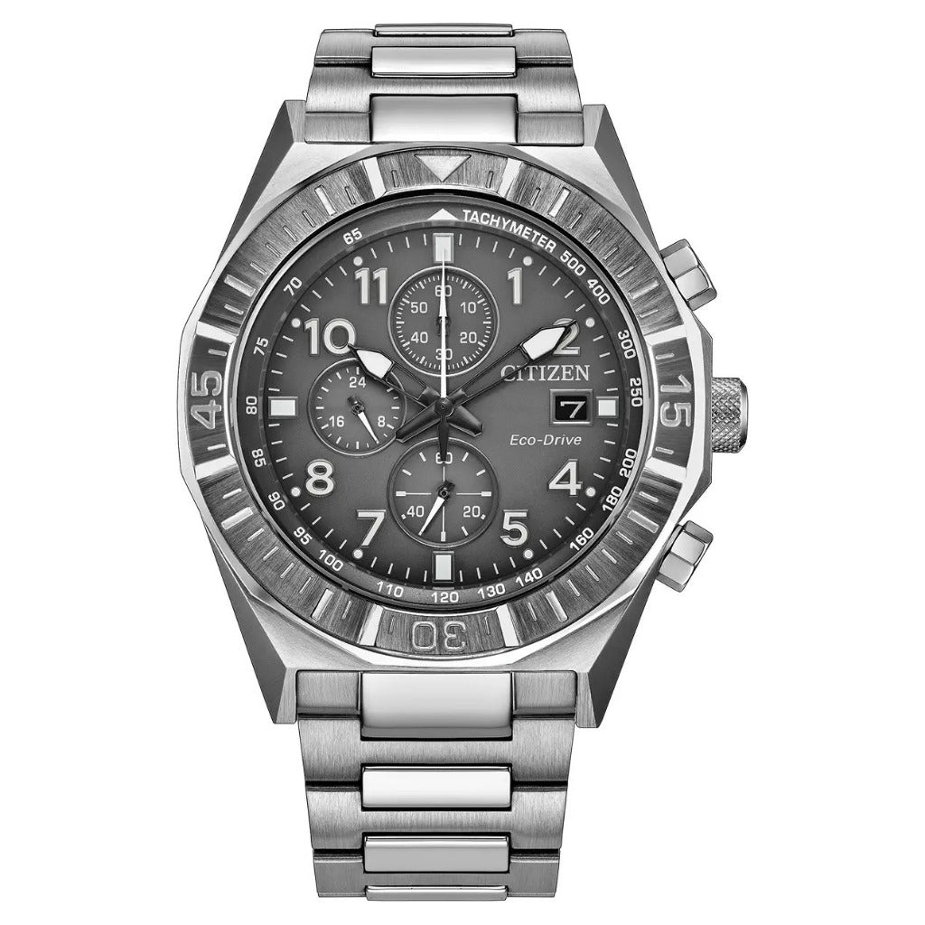Citizen Eco-Drive Nighthawk Chronograph Grey 42mm Stainless Steel Watch CA0890-54H