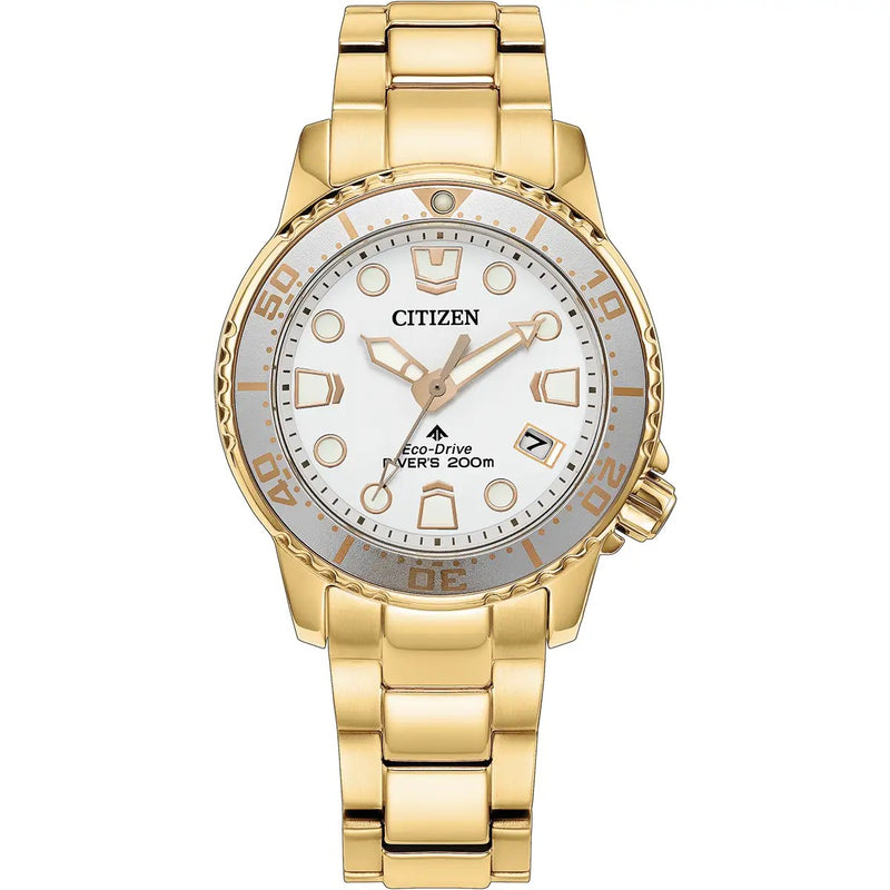 Citizen Eco-Drive Promaster Diver 36mm White Gold Tone Watch EO2029-54A