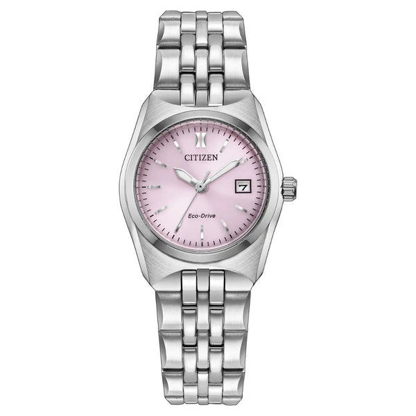 Citizen Eco-Drive Corso 27mm Pink Dial, Stainless Steel Watch EW2291-51X