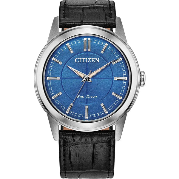 Citizen Eco-Drive Rolan 37mm Blue Dial, Leather Strap Watch FE7130-01L