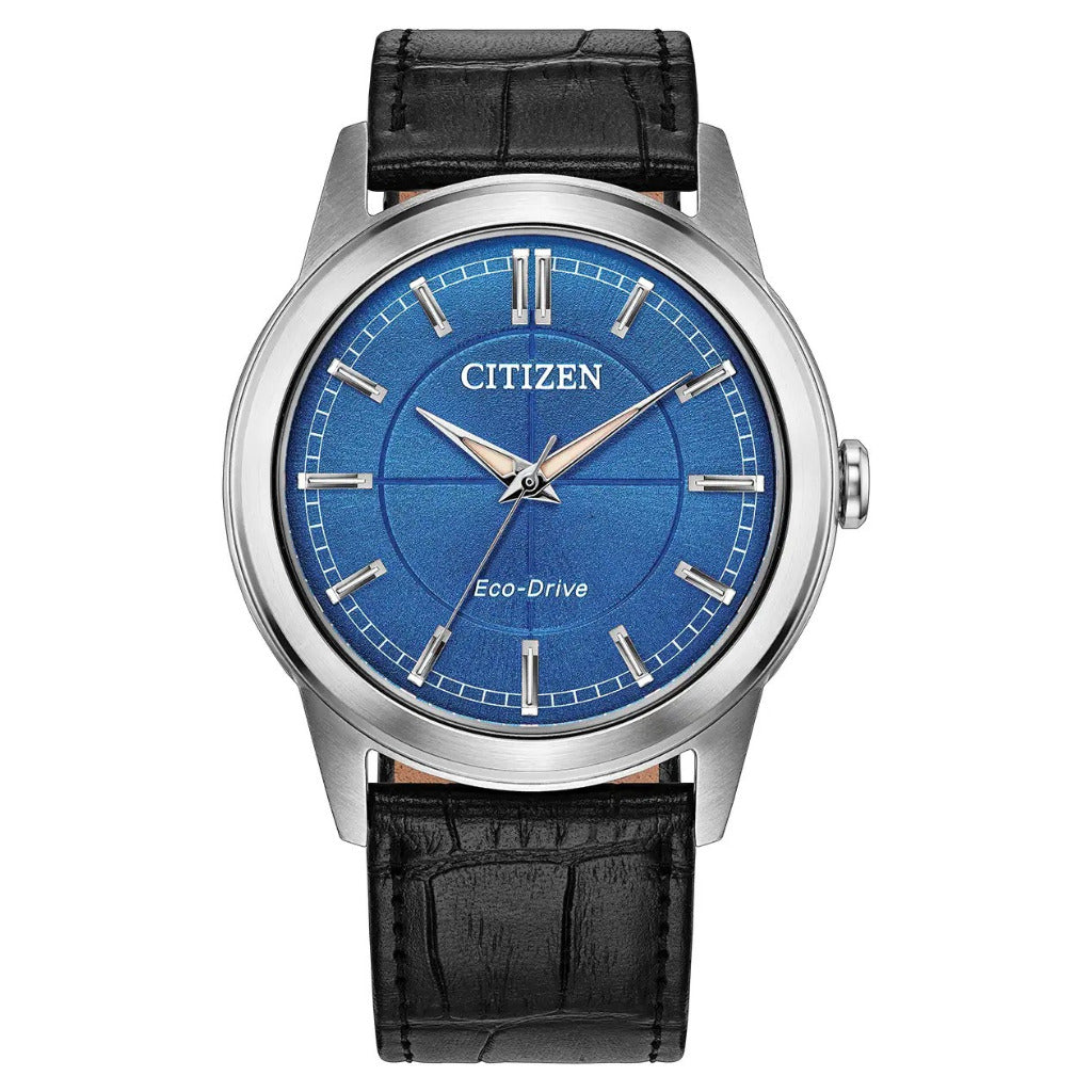 Citizen Eco-Drive Rolan 37mm Blue Dial, Leather Strap Watch FE7130-01L