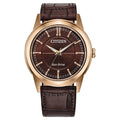 Citizen Eco-Drive Rolan 41mm Brown Dial, Leather Strap Watch AW2113-16X