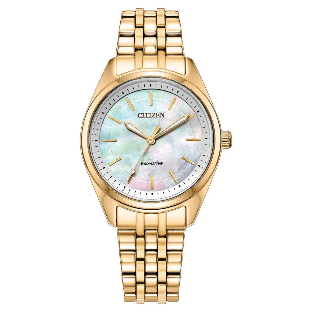 Citizen Eco-Drive Peyten, 30mm Mother-of-Pearl Dial, Gold Tone Watch EM1232-59D