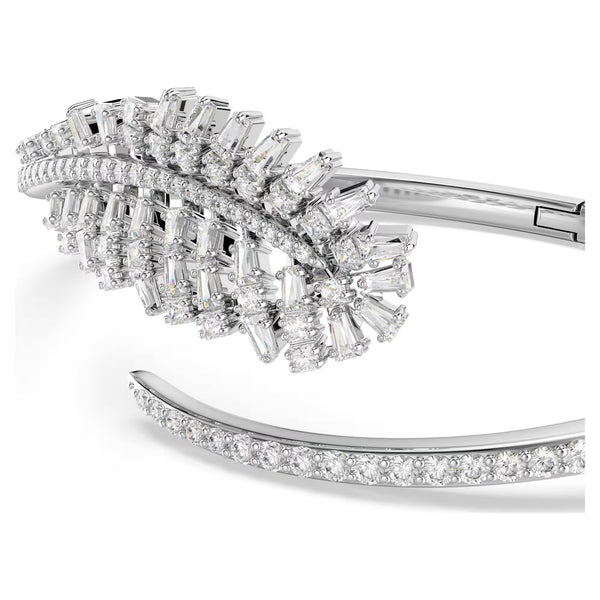 Swarovski Vienna Mixed cuts, Feather, White, Rhodium plated Bangle