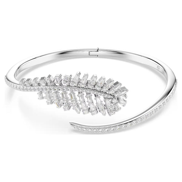 Swarovski Vienna Mixed cuts, Feather, White, Rhodium plated Bangle