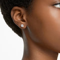 Swarovski Stilla Round cut, White, 18K gold finish Stud Earrings