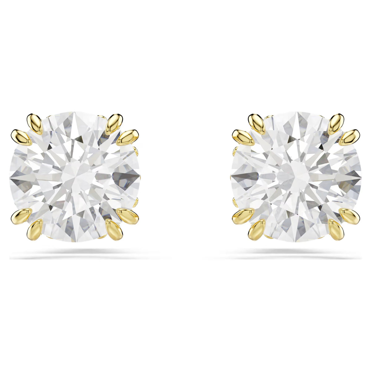 Swarovski Stilla Round cut, White, 18K gold finish Stud Earrings