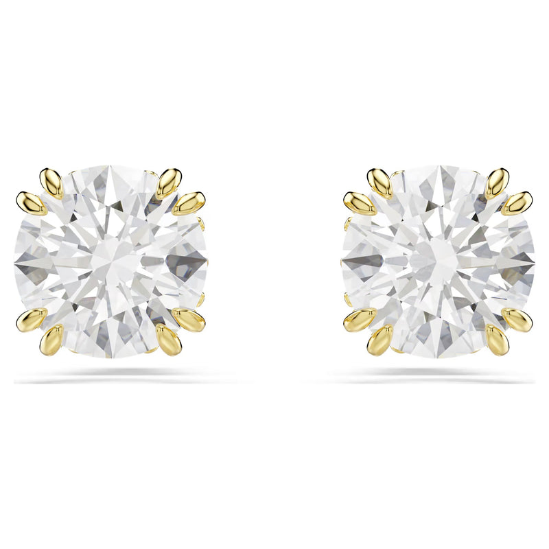Swarovski Stilla Round cut, White, 18K gold finish Stud Earrings