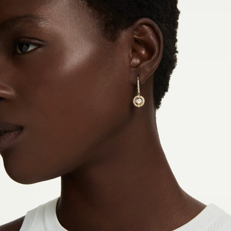 Swarovski Una Angelic Round cut, White, 18K gold finish Drop Earrings