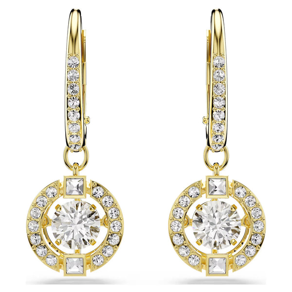 Swarovski Una Angelic Round cut, White, 18K gold finish Drop Earrings
