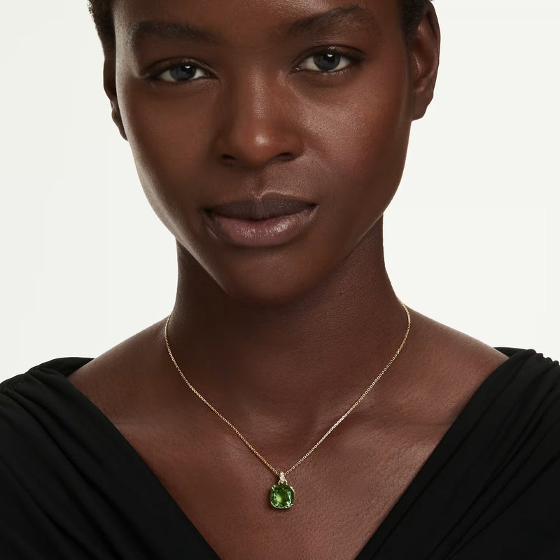 Swarovski Millenia Cushion cut, Green, 18K gold finish Pendant