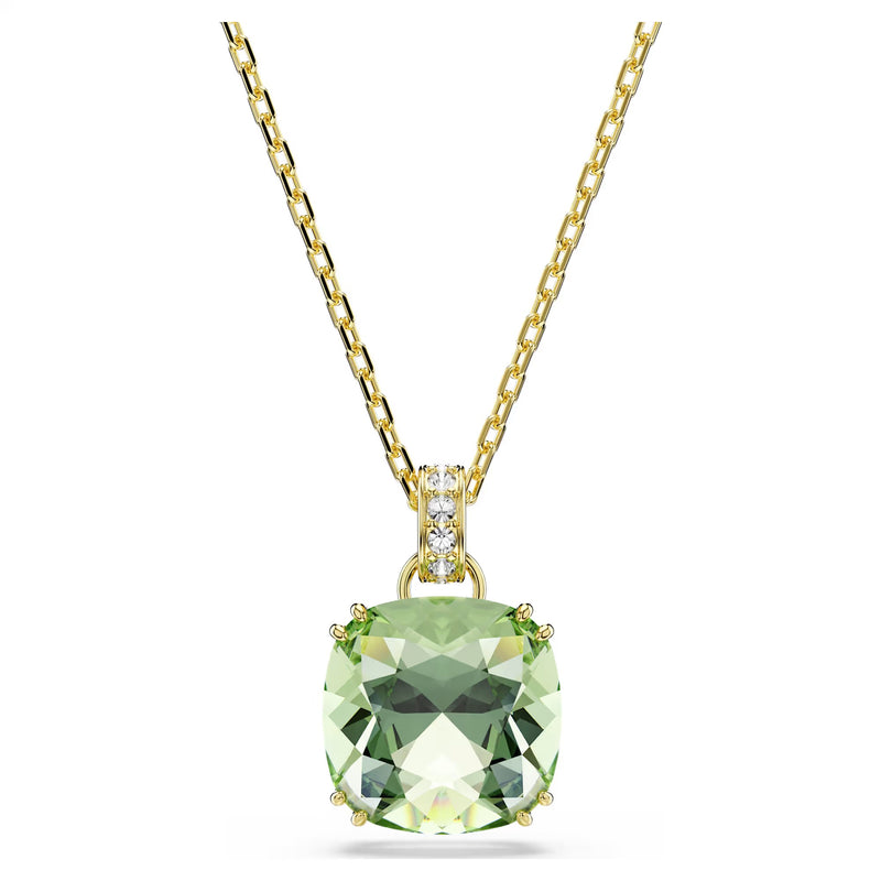 Swarovski Millenia Cushion cut, Green, 18K gold finish Pendant