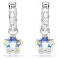 Swarovski Chroma Mixed cuts, Star, White, Rhodium plated Drop Earrings