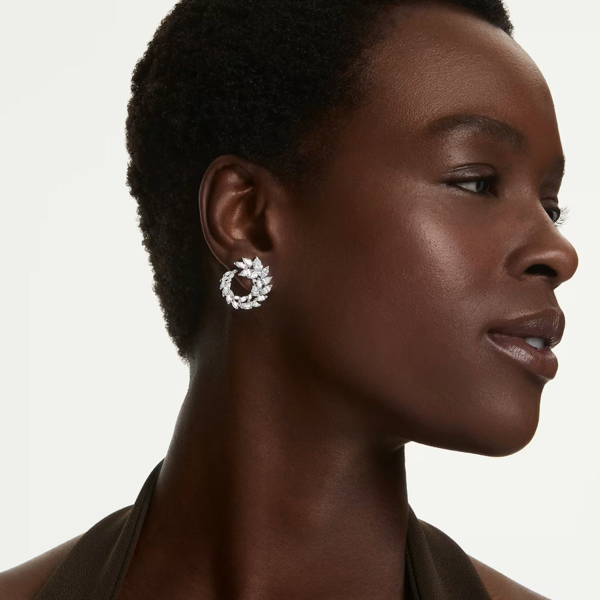 Swarovski Mesmera Marquise cut, White, Rhodium plated Hoop Earrings