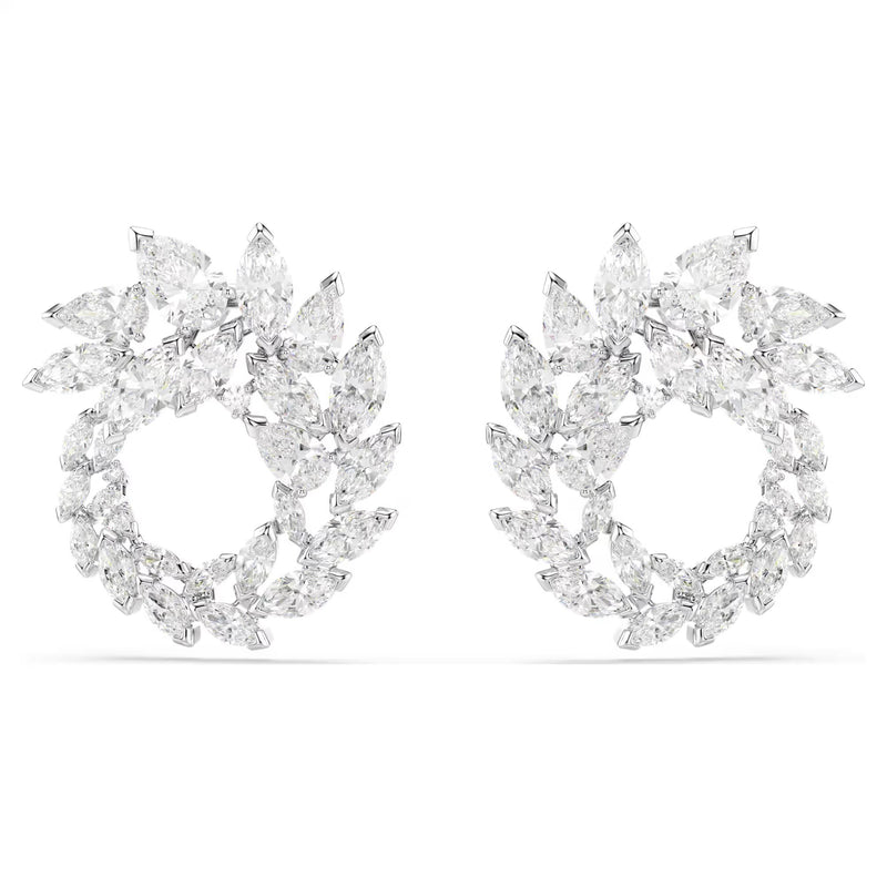 Swarovski Mesmera Marquise cut, White, Rhodium plated Hoop Earrings