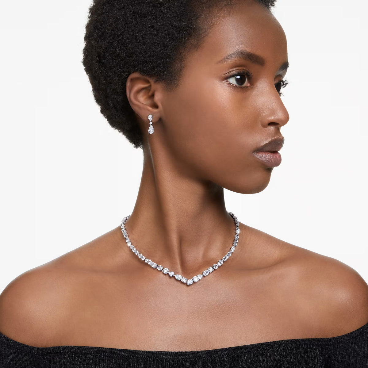 Swarovski Mesmera Mixed cuts, White, Rhodium plated Set