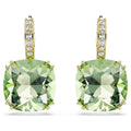 Swarovski Millenia Cushion cut, Green, 18K gold finish Drop Earrings