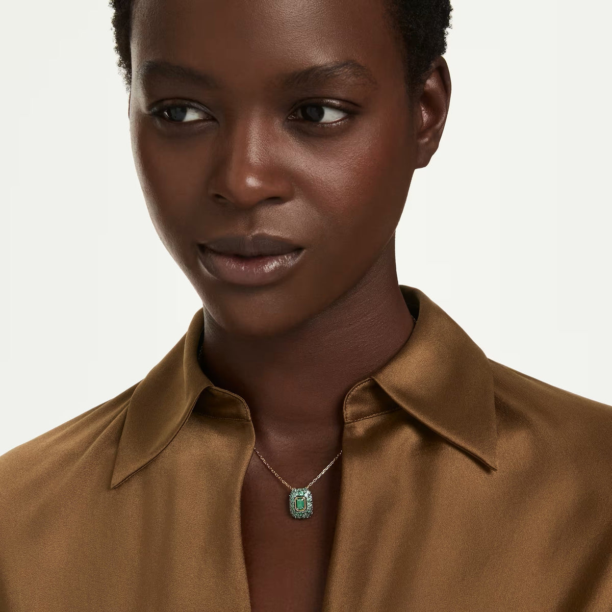 Swarovski Sublima Octagon cut, Green, 18K gold finish Pendant
