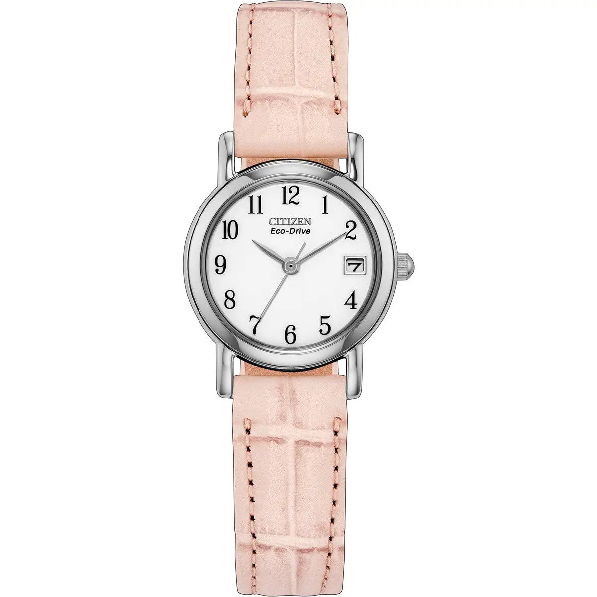 Citizen Eco-Drive 23mm White Dial, Pink Leather Strap Watch EW1277-15A