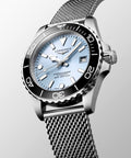 Longines HydroConquest Frosted Blue 39mm Steel  Mesh Bracelet Watch L3.779.4.99.6