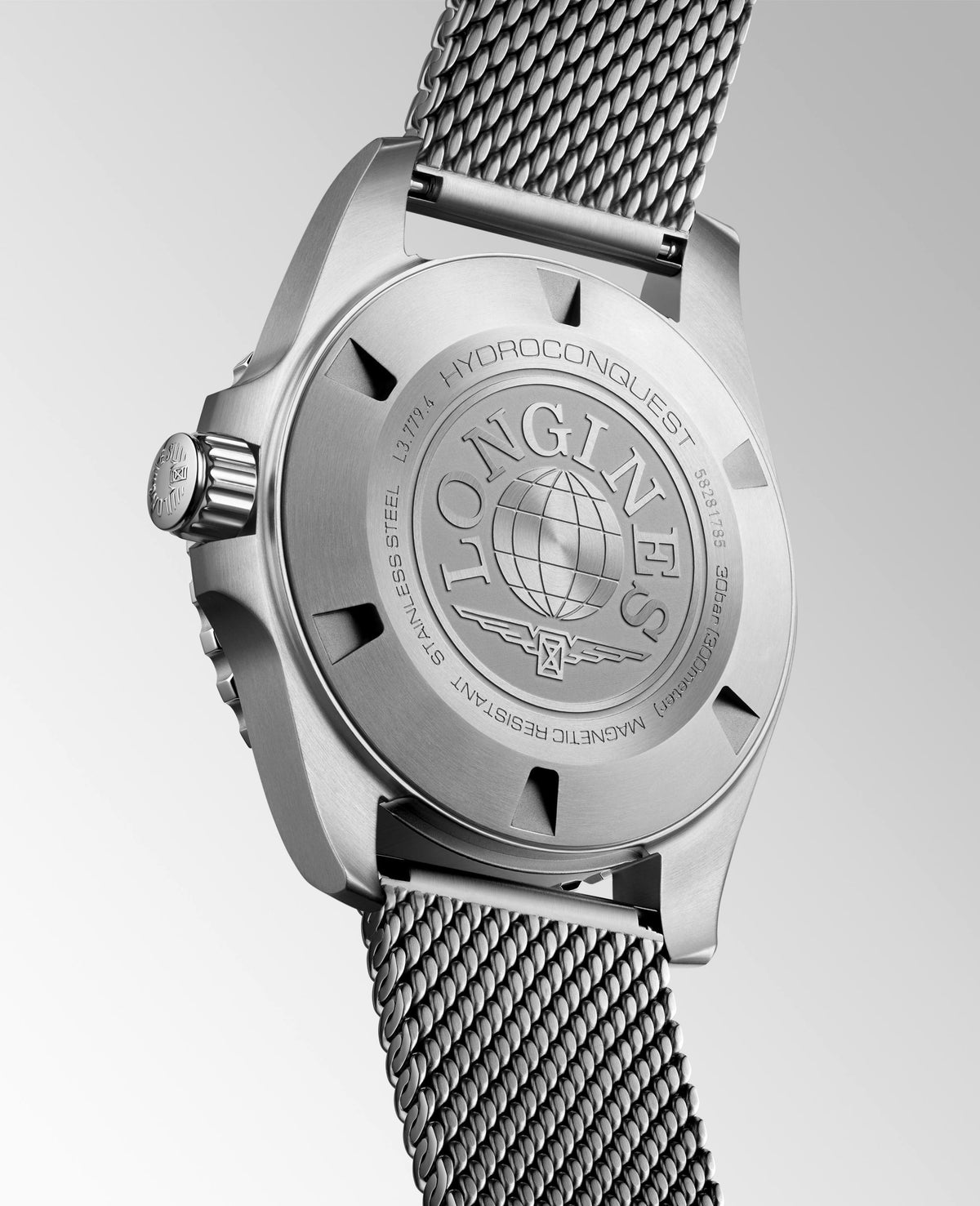 Longines HydroConquest Frosted Blue 39mm Steel  Mesh Bracelet Watch L3.779.4.99.6