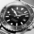 Longines HydroConquest Black 42mm Steel Mesh Bracelet Watch L3.788.4.70.6