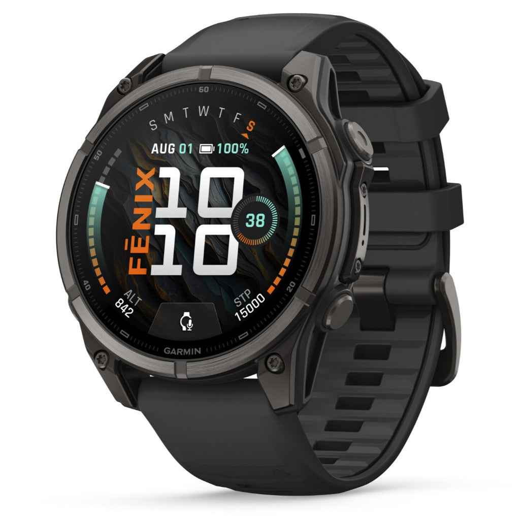 Garmin Fenix® 9 - 47mm, Carbon Grey DLC Titanium with Black Silicone Band Watch 010-04762-11