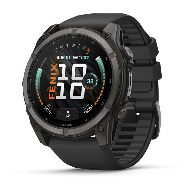 Garmin Fenix® 9 - 51mm, Carbon Grey DLC Titanium with Black Silicone Band Watch 010-04763-11