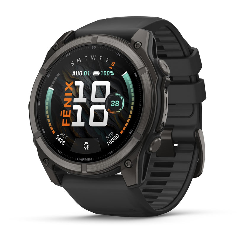Garmin Fenix® 9 - 51mm, Carbon Grey DLC Titanium with Black Silicone Band Watch 010-04763-11
