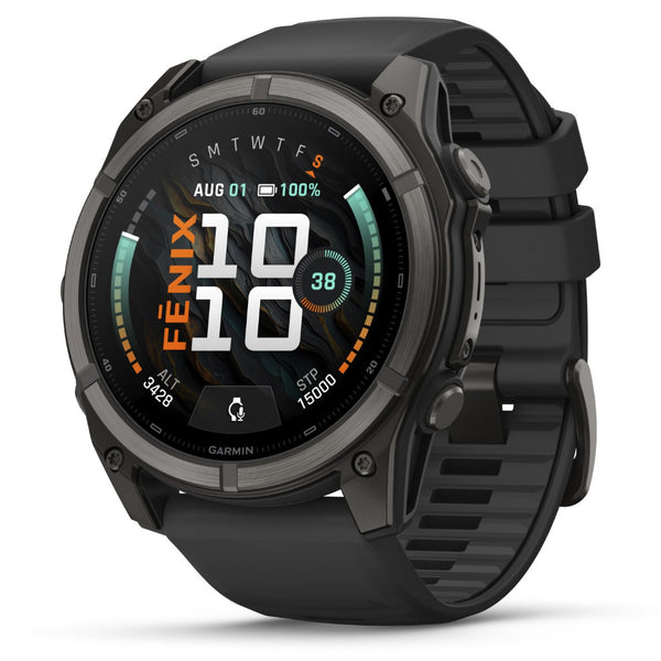 Garmin Fenix® 9 - 51mm, Carbon Grey DLC Titanium with Black Silicone Band Watch 010-04763-11