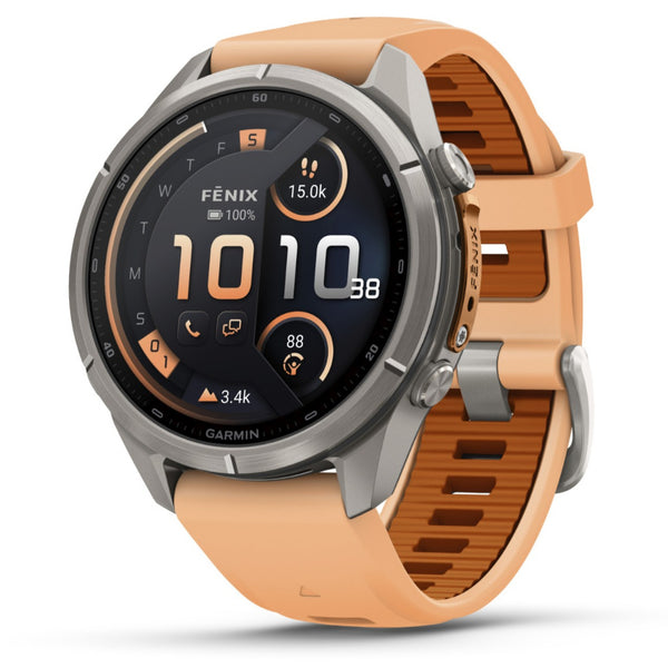 Garmin Fenix® 9 Pro - inReach®, 43mm, Titanium with Shell Pink/Autumn Orange Silicone Band Watch 010-04335-01