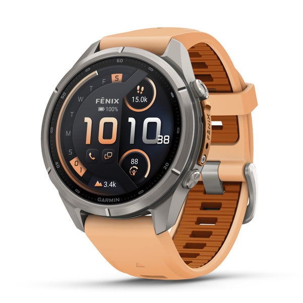 Garmin Fenix® 9 Pro - inReach®, 43mm, Titanium with Shell Pink/Autumn Orange Silicone Band Watch 010-04335-01
